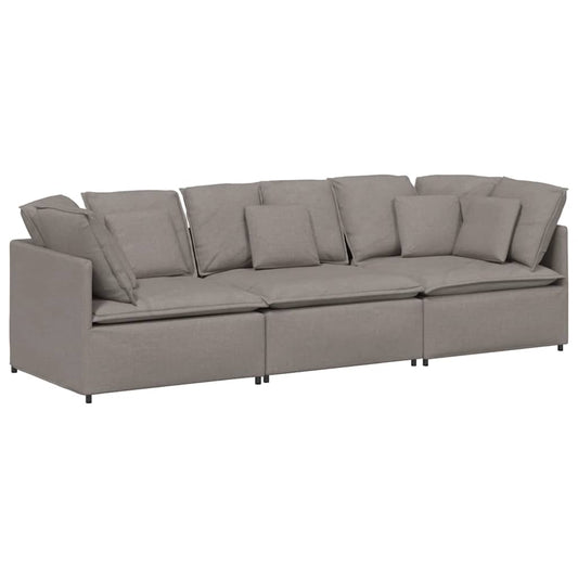 Modulares Sofa mit Kissen Stoff Taupe