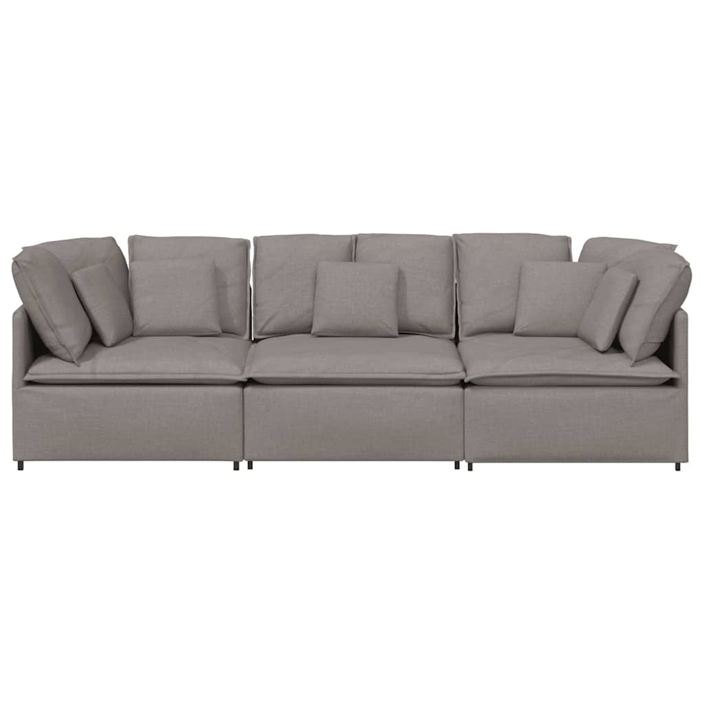 Modulares Sofa mit Kissen Stoff Taupe