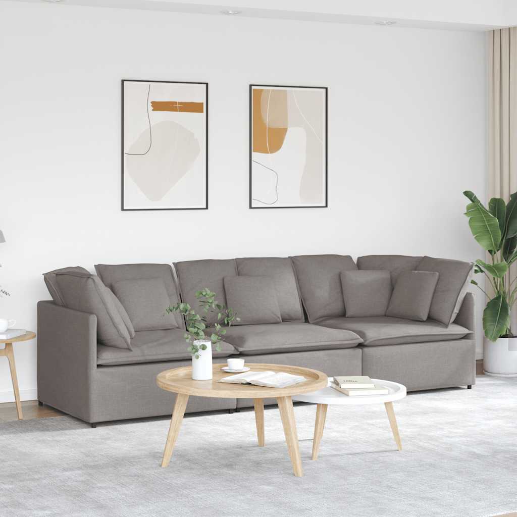 Modulares Sofa mit Kissen Stoff Taupe