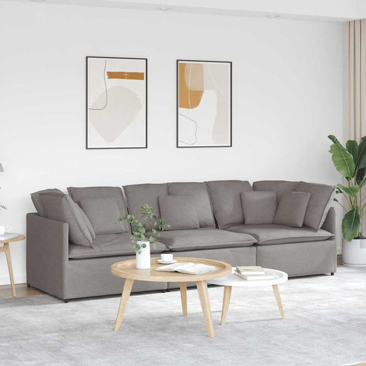 Modulares Sofa mit Kissen Stoff Taupe