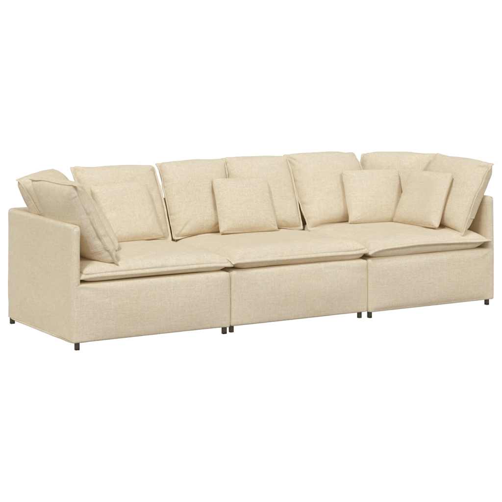 Modulares Sofa mit Kissen Stoff Creme