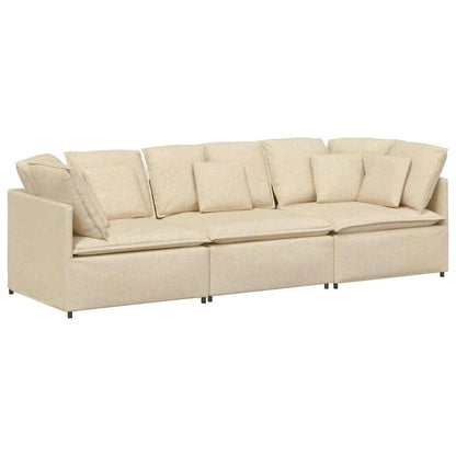 Modulares Sofa mit Kissen Stoff Creme
