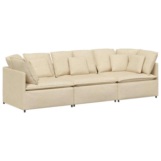 Modulares Sofa mit Kissen Stoff Creme