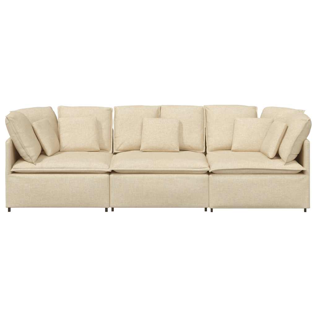 Modulares Sofa mit Kissen Stoff Creme