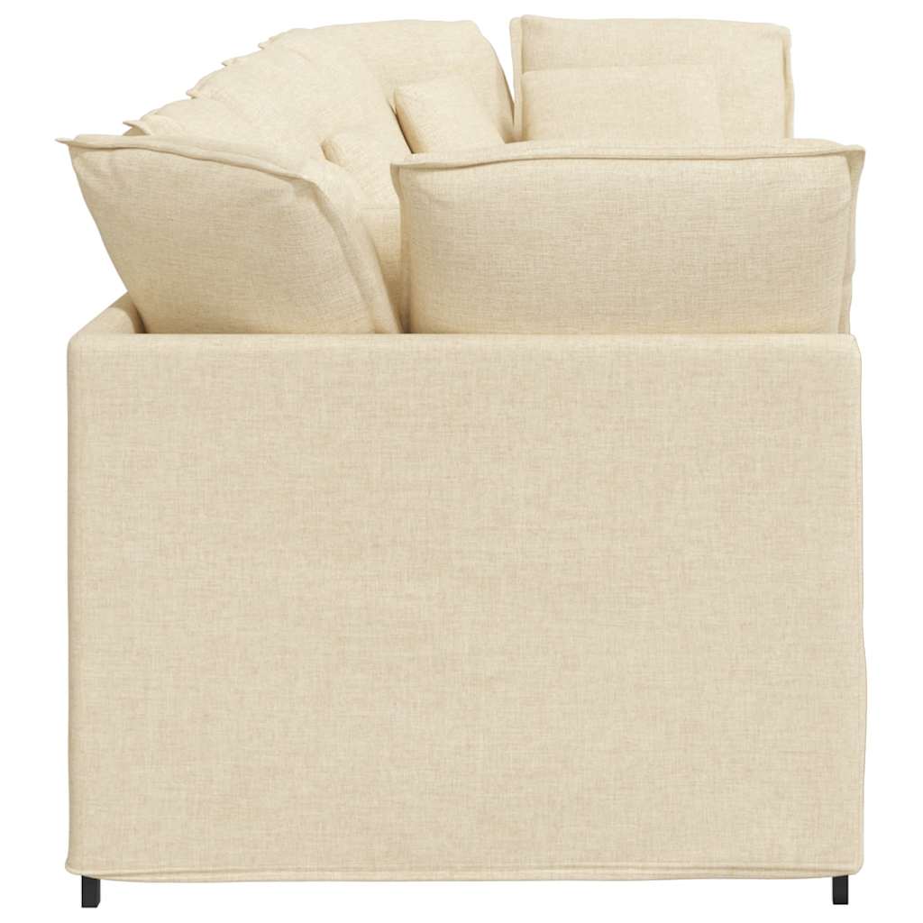 Modulares Sofa mit Kissen Stoff Creme