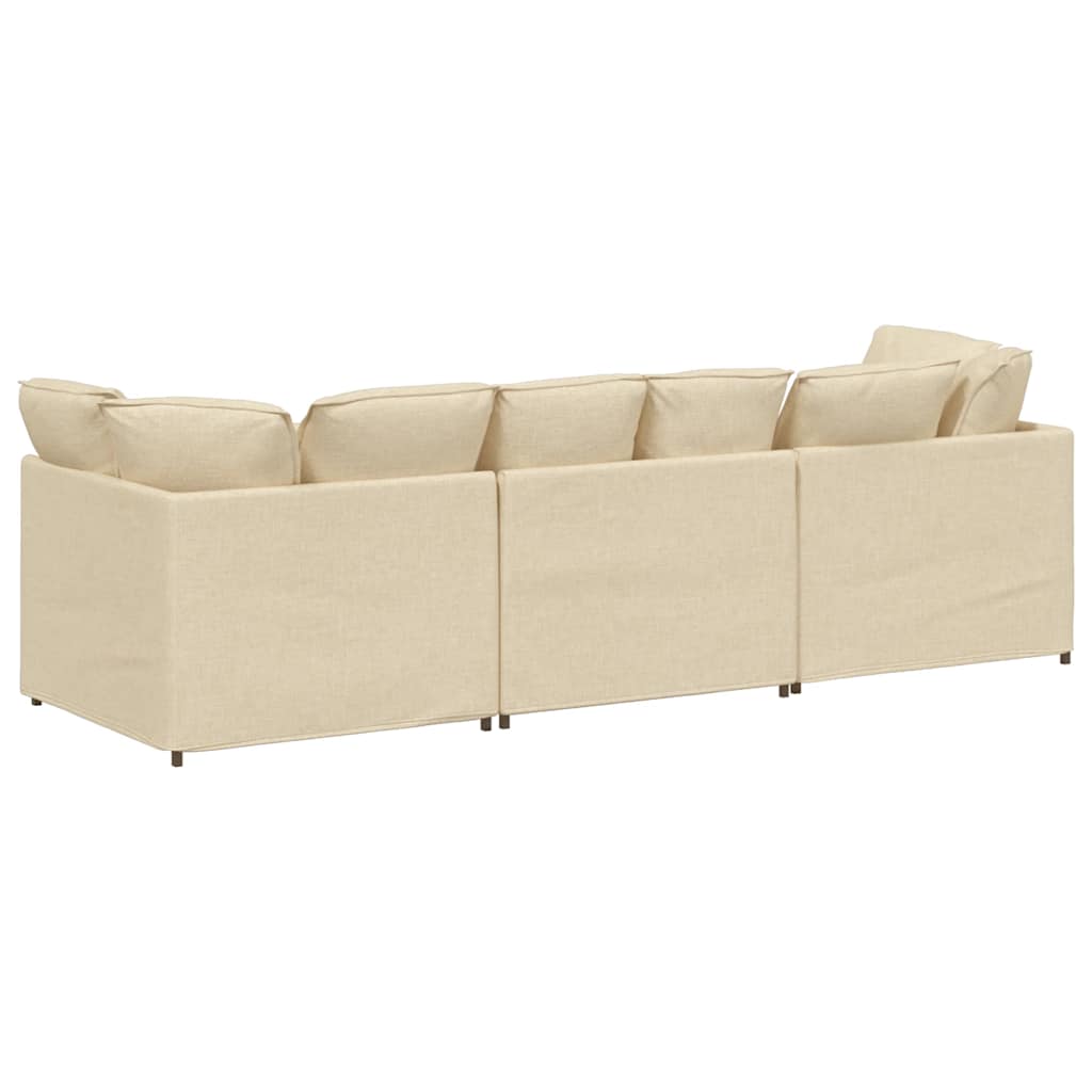 Modulares Sofa mit Kissen Stoff Creme