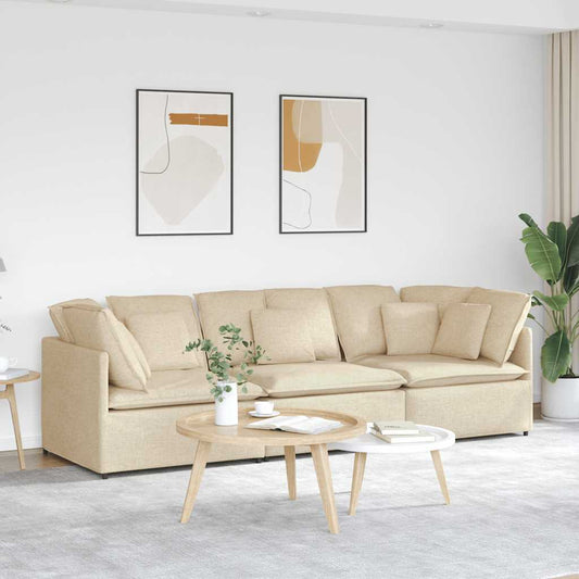 Modulares Sofa mit Kissen Stoff Creme