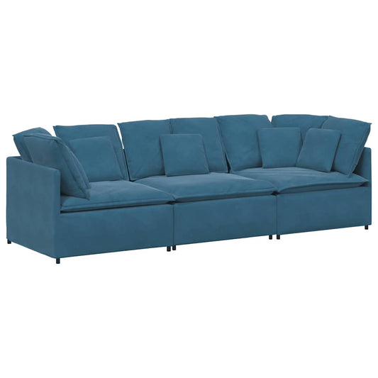 Modulares Sofa mit Kissen Samt Blau