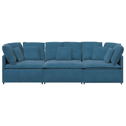 Modulares Sofa mit Kissen Samt Blau