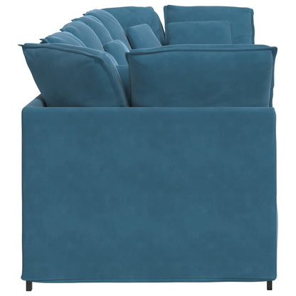 Modulares Sofa mit Kissen Samt Blau