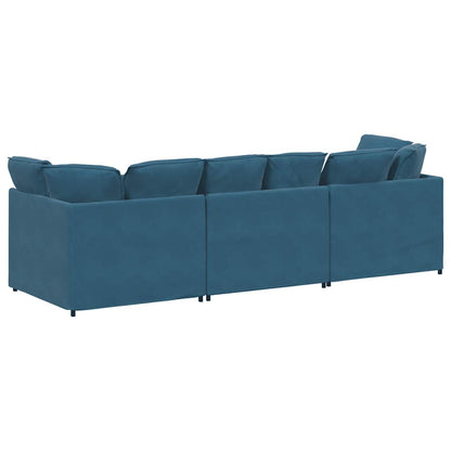 Modulares Sofa mit Kissen Samt Blau