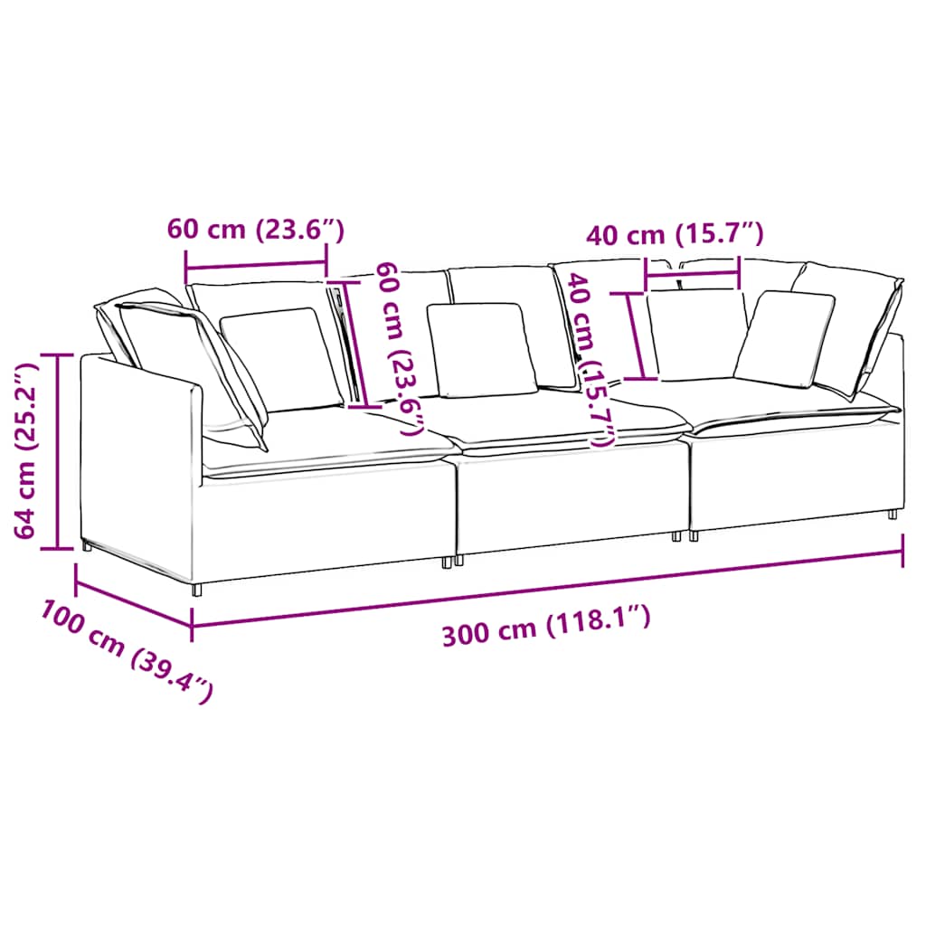 Modulares Sofa mit Kissen Samt Blau