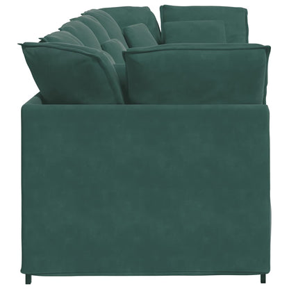 Modulares Sofa mit Kissen Samt Dunkelgrün