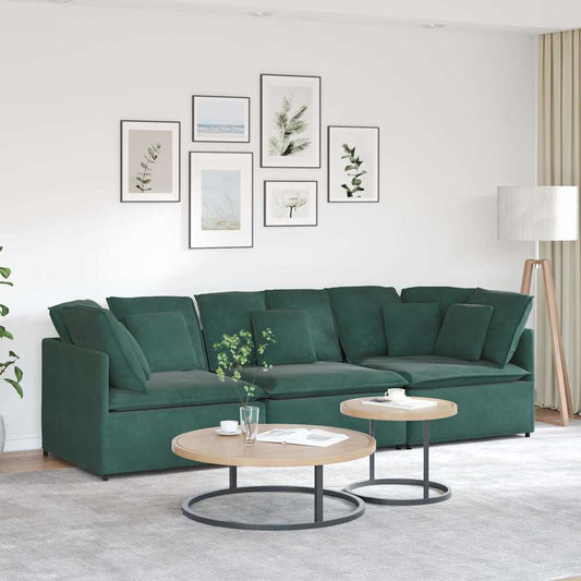 Modulares Sofa mit Kissen Samt Dunkelgrün