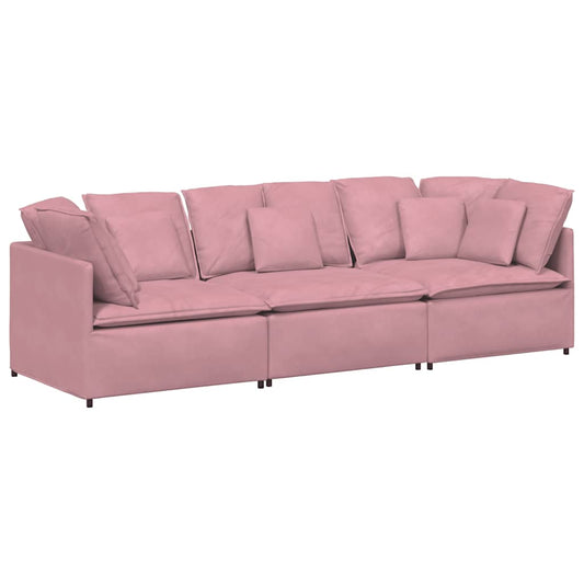Modulares Sofa mit Kissen Samt Rosa