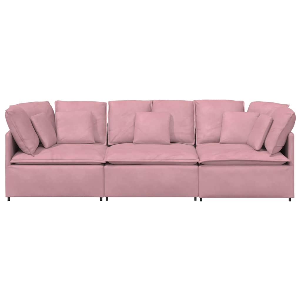 Modulares Sofa mit Kissen Samt Rosa