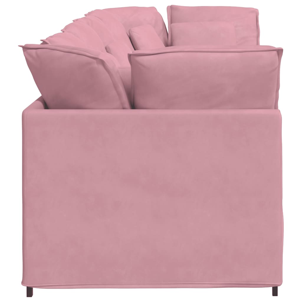 Modulares Sofa mit Kissen Samt Rosa