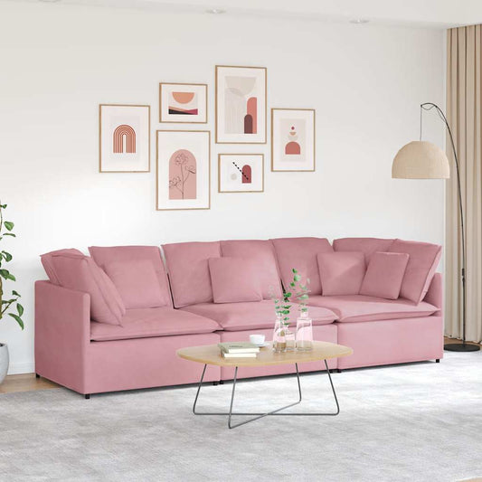 Modulares Sofa mit Kissen Samt Rosa