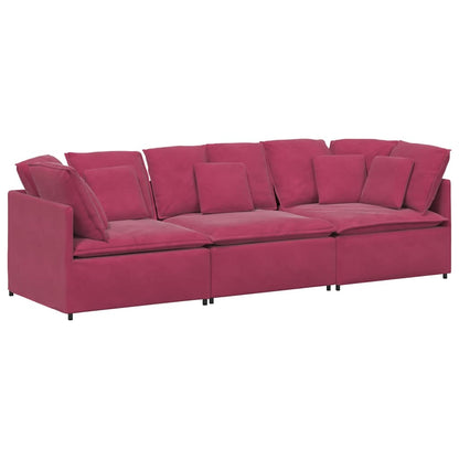Modulares Sofa mit Kissen Samt Weinrot
