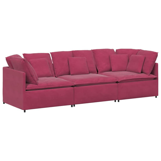 Modulares Sofa mit Kissen Samt Weinrot