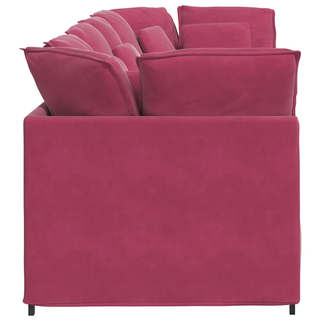 Modulares Sofa mit Kissen Samt Weinrot