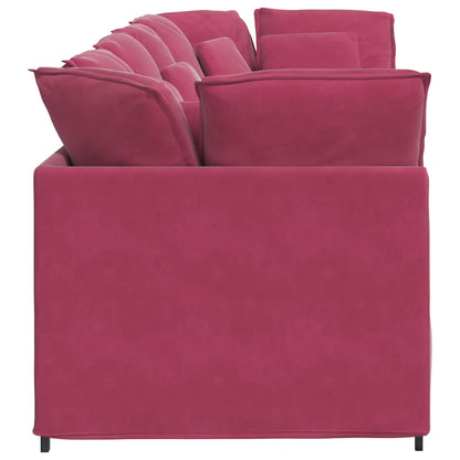 Modulares Sofa mit Kissen Samt Weinrot