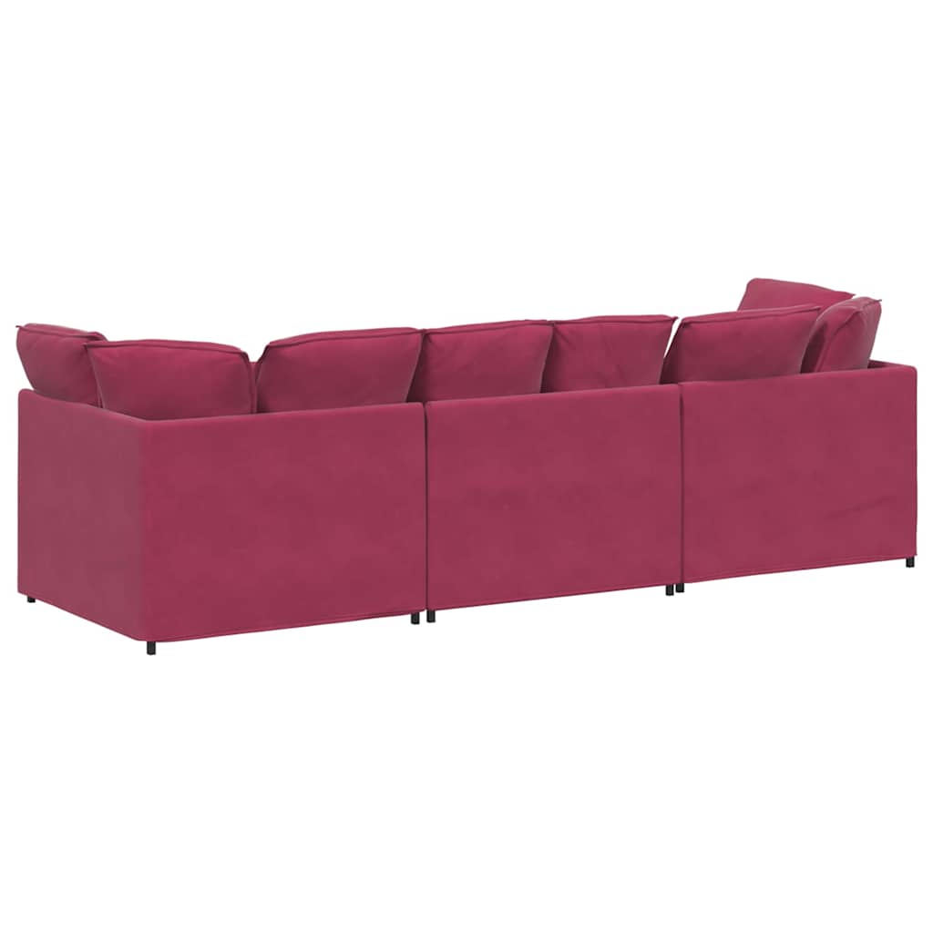 Modulares Sofa mit Kissen Samt Weinrot