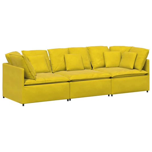 Modulares Sofa mit Kissen Samt Gelb