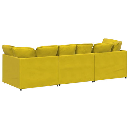 Modulares Sofa mit Kissen Samt Gelb