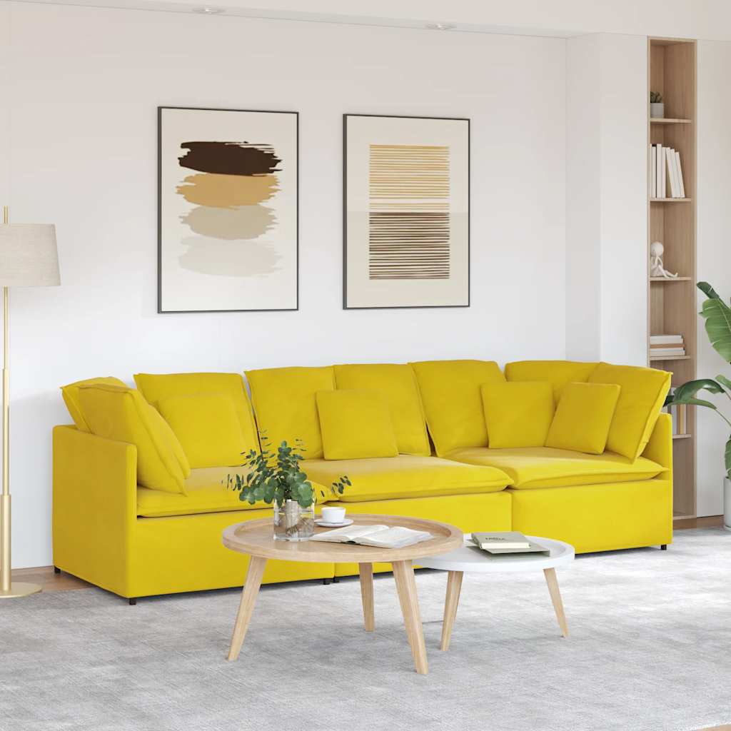 Modulares Sofa mit Kissen Samt Gelb