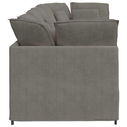 Modulares Sofa mit Kissen Cordstoff Hellgrau
