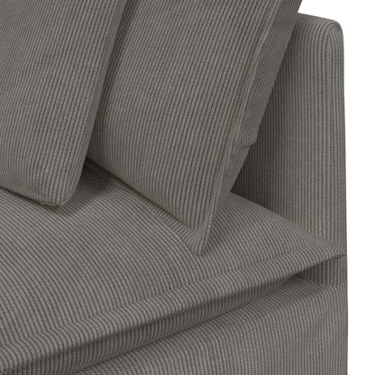 Modulares Sofa mit Kissen Cordstoff Hellgrau