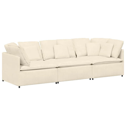Modulares Sofa mit Kissen Cordstoff Creme