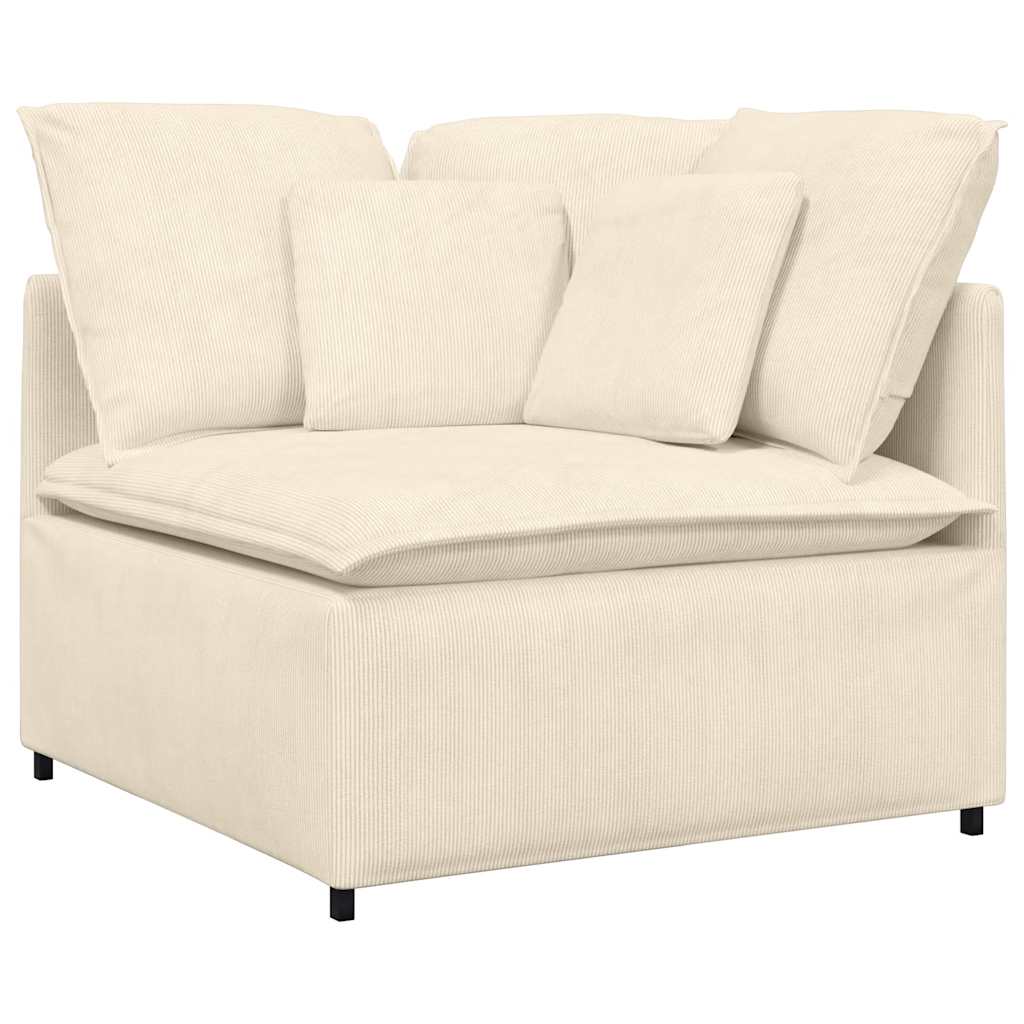 Modulares Sofa mit Kissen Cordstoff Creme