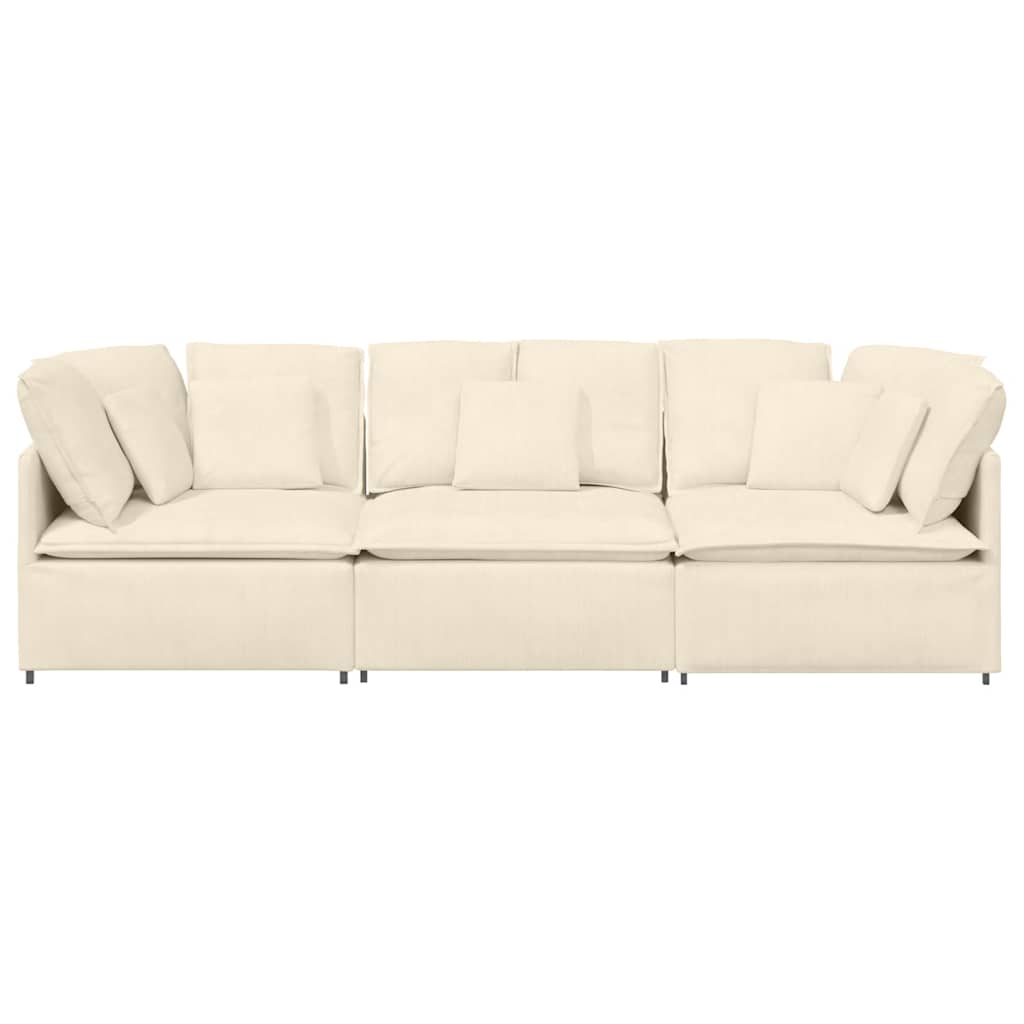 Modulares Sofa mit Kissen Cordstoff Creme