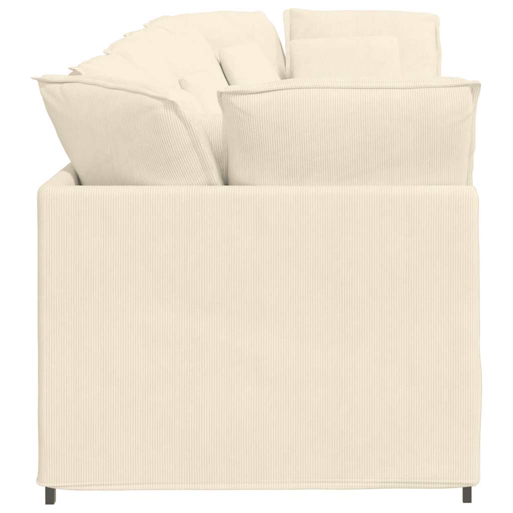 Modulares Sofa mit Kissen Cordstoff Creme