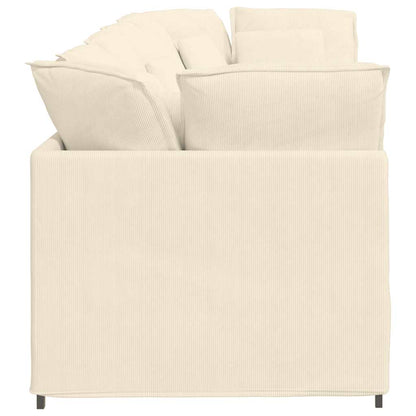 Modulares Sofa mit Kissen Cordstoff Creme