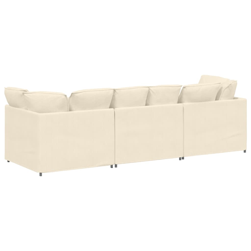 Modulares Sofa mit Kissen Cordstoff Creme