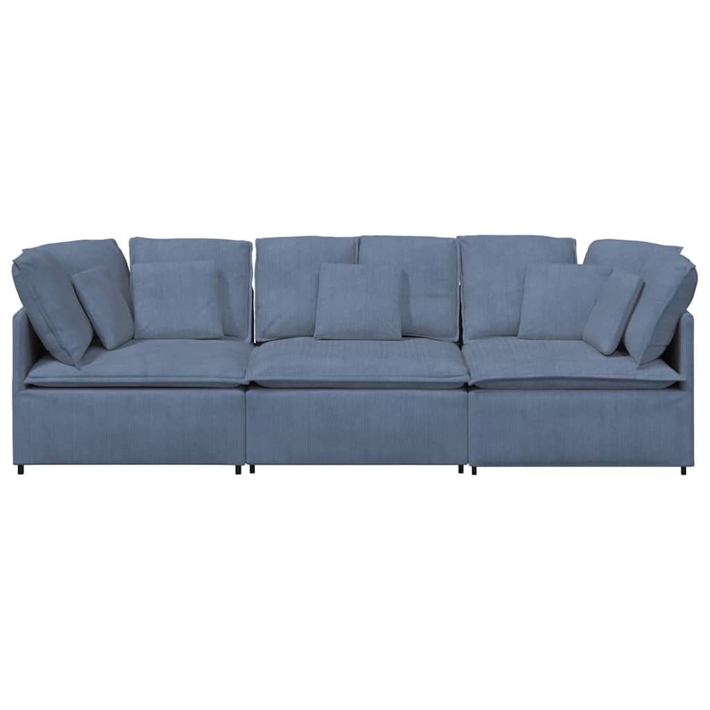 Modulares Sofa mit Kissen Cordstoff Blau