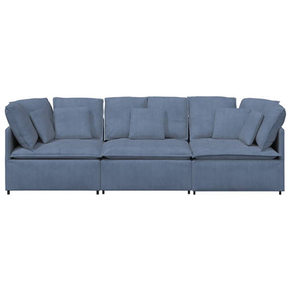 Modulares Sofa mit Kissen Cordstoff Blau