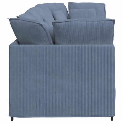 Modulares Sofa mit Kissen Cordstoff Blau