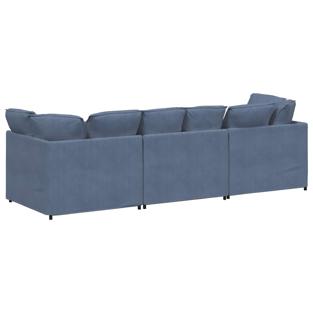 Modulares Sofa mit Kissen Cordstoff Blau