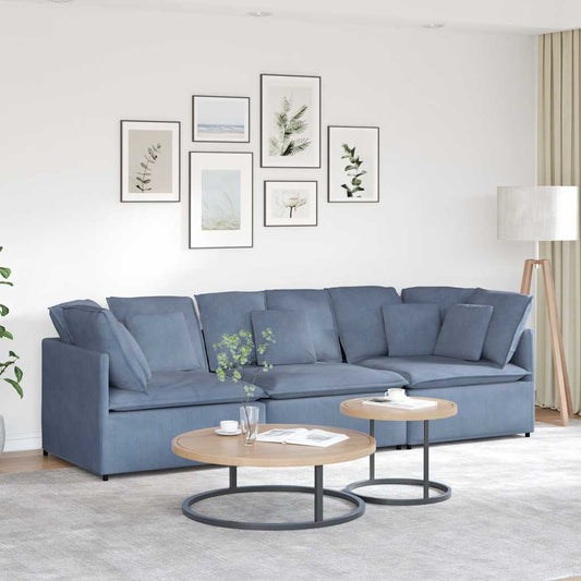 Modulares Sofa mit Kissen Cordstoff Blau