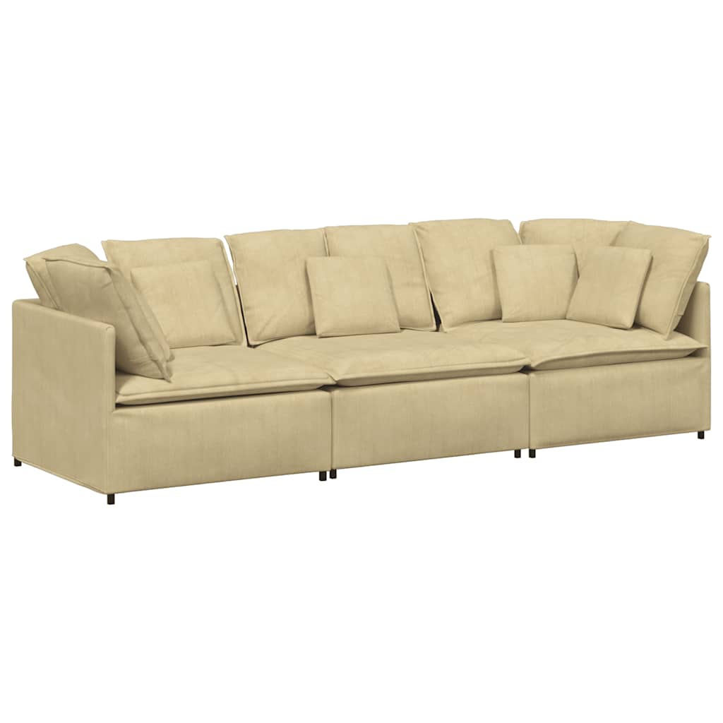 Modulares Sofa mit Kissen Cordstoff Graugrün