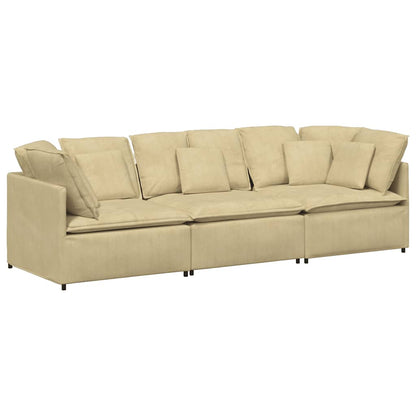 Modulares Sofa mit Kissen Cordstoff Graugrün