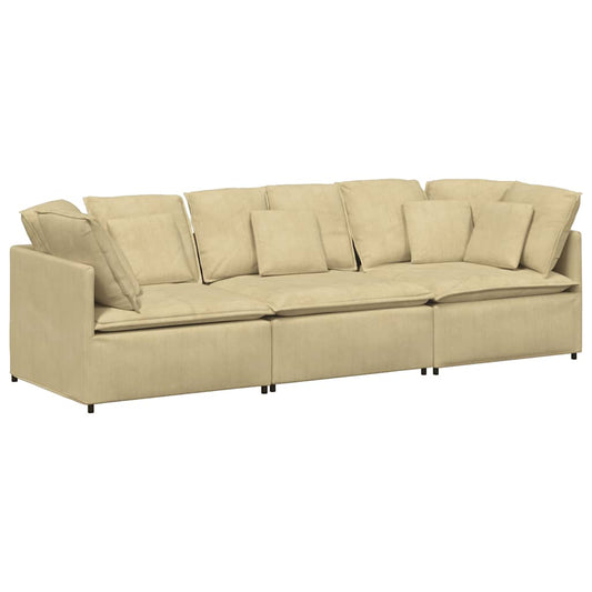 Modulares Sofa mit Kissen Cordstoff Graugrün