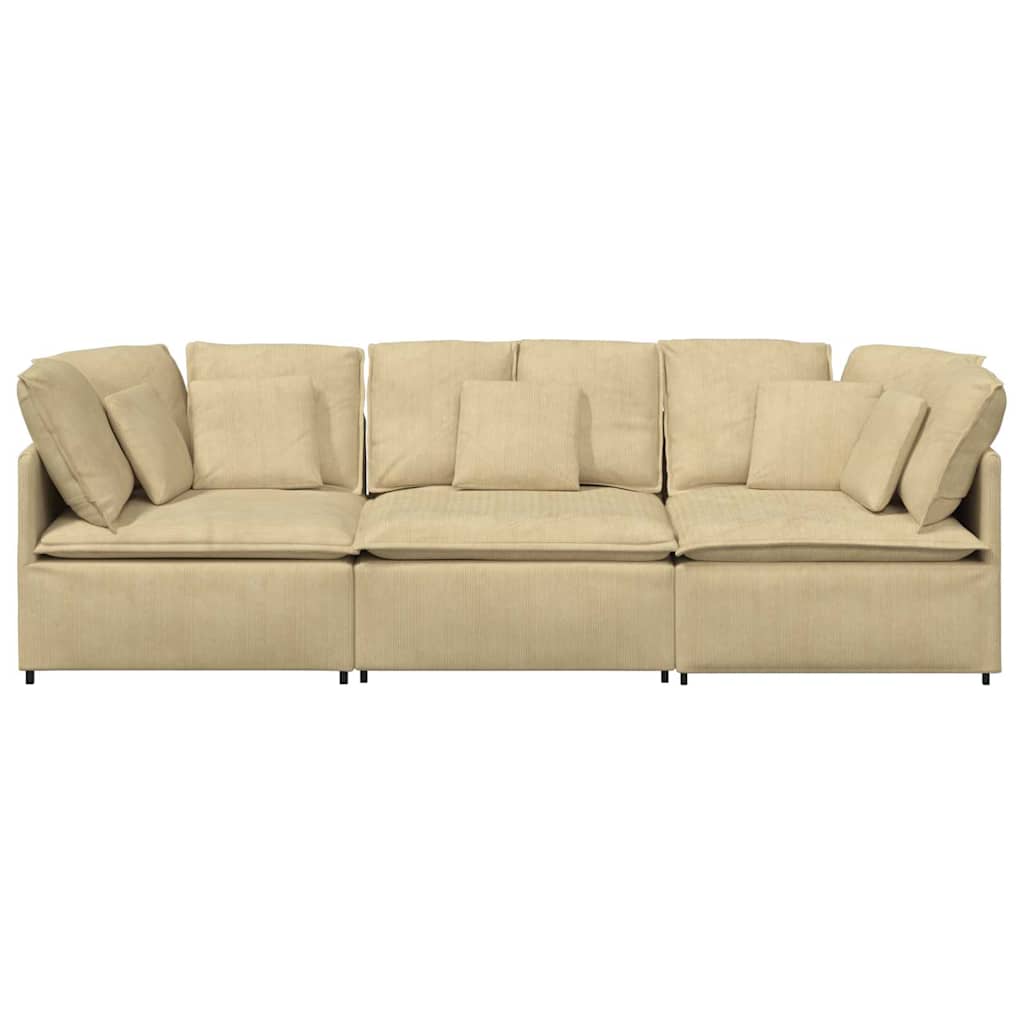 Modulares Sofa mit Kissen Cordstoff Graugrün