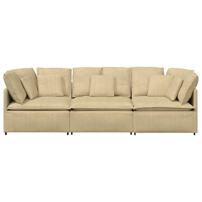 Modulares Sofa mit Kissen Cordstoff Graugrün