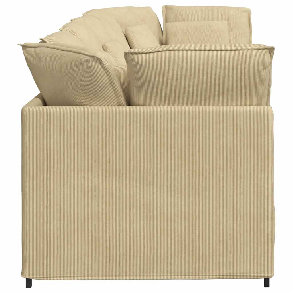 Modulares Sofa mit Kissen Cordstoff Graugrün