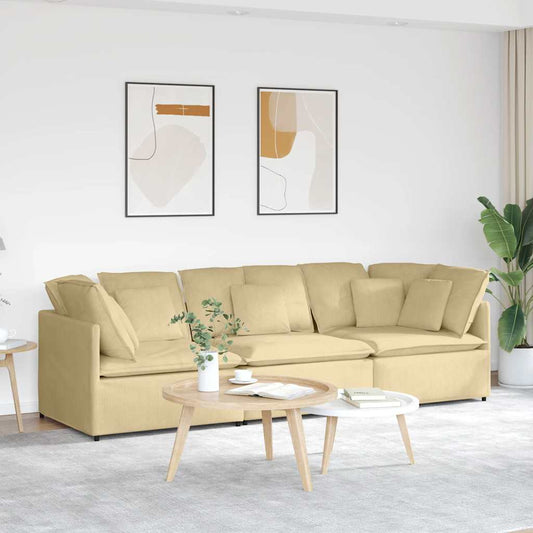 Modulares Sofa mit Kissen Cordstoff Graugrün